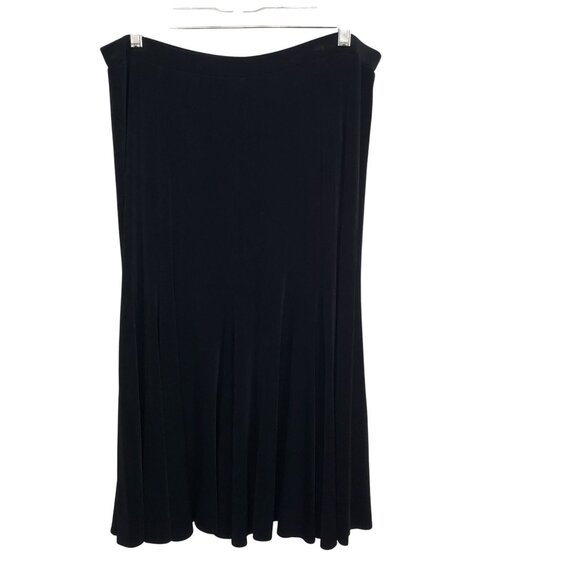 Chicos Travelers 3 Sz XL Skirt Slinky Stretch Full Flared Multi Panel Midi Long - Picture 2 of 9